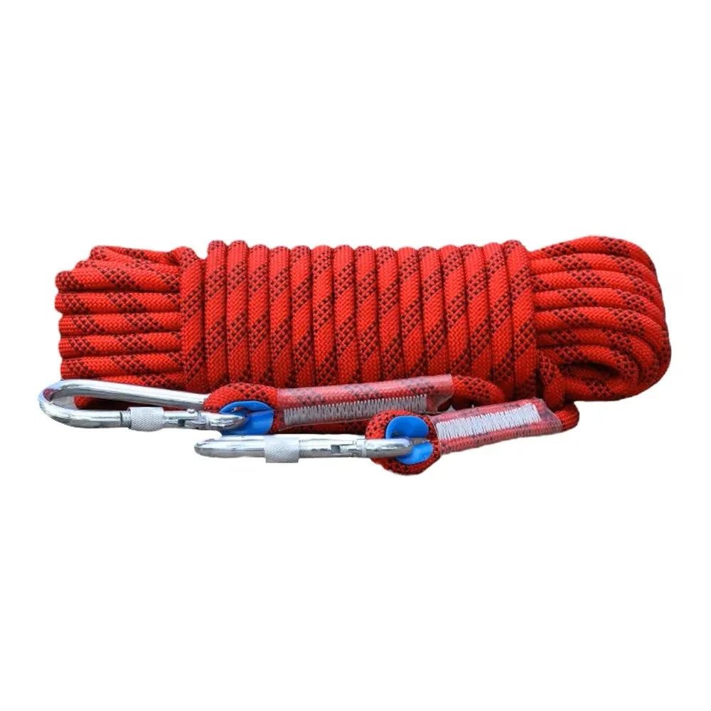 10mm Climbing Rope 10M/20M/30M Double Hook Durable Outdoor Rock High Strength Static Survival Emergency Fire Rescue Safety Rope