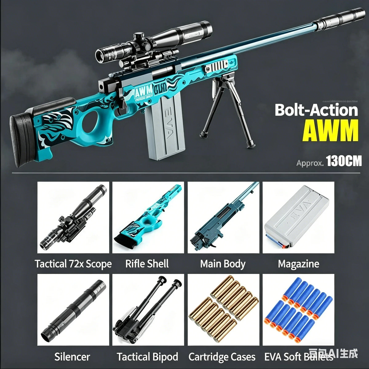 AWM Throwing Soft Bullet Gun Simulation Large M24 Manual Soft Bullet Toy Gun 98k Sniper Rifle Outdoor Toy Gun