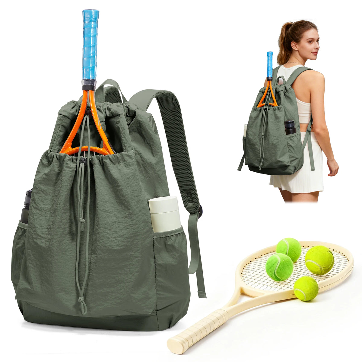 Tennis Bag Can Hold 2 Racket, Tennis Backpack for Women Men Sports Training Gym Backpack for Tennis Pickleball Badminton Squash