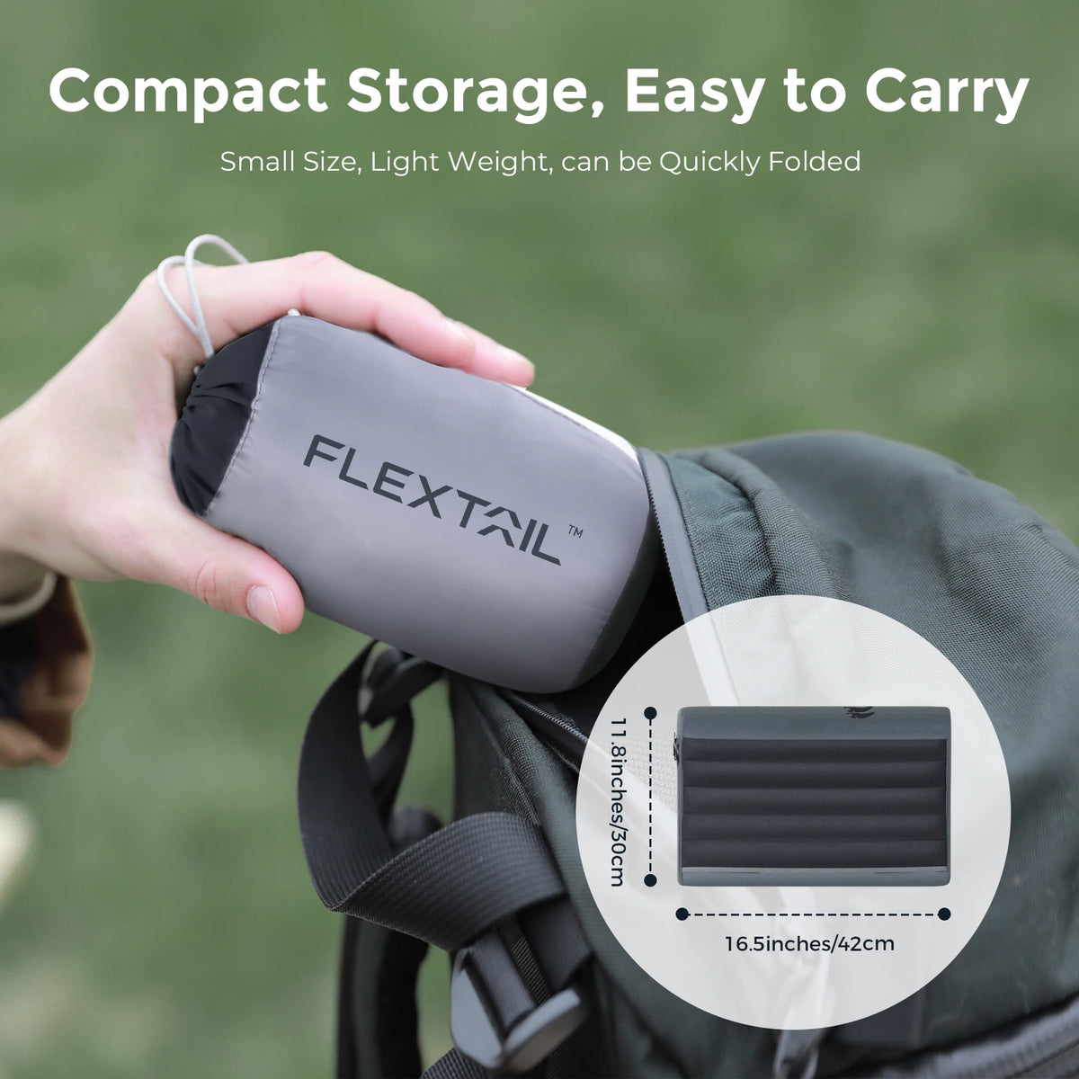 FLEXTAIL ZERO PILLOW SE - Inflatable Camping Pillow, Ergonomic Pillow for Travel and Home, Lightweight and Washable