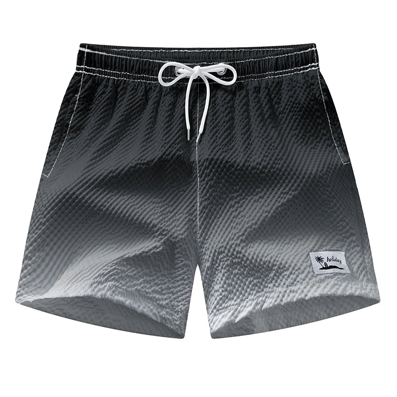 Men's Seersucker Beach Shorts with Mesh Liner Summer Casual Board Shorts with Pockets Quick Dry Swimwear Swimsuit Swim Trunks