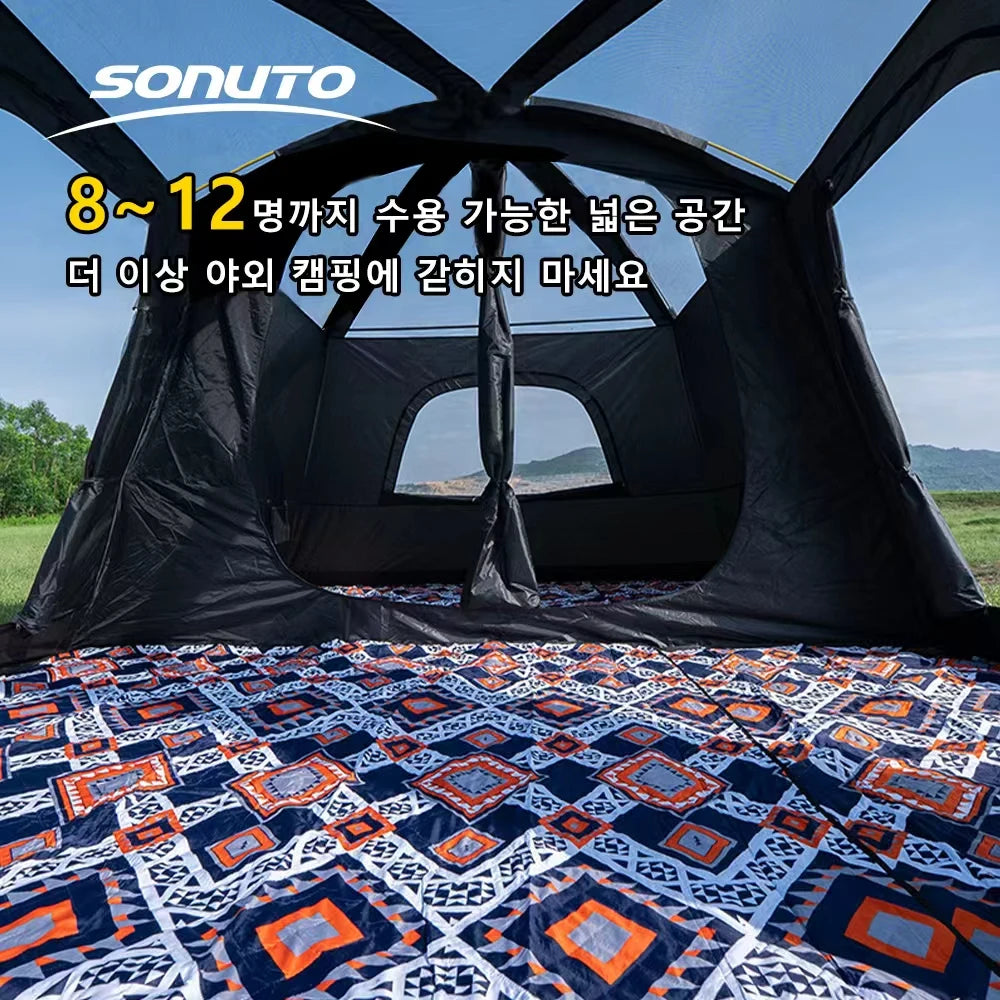 8-12 Person Camping Tent 2 Room Large Waterproof Windproof Outdoor Family Tent with Rainfly Instant Cabin Tents for Camp Beach
