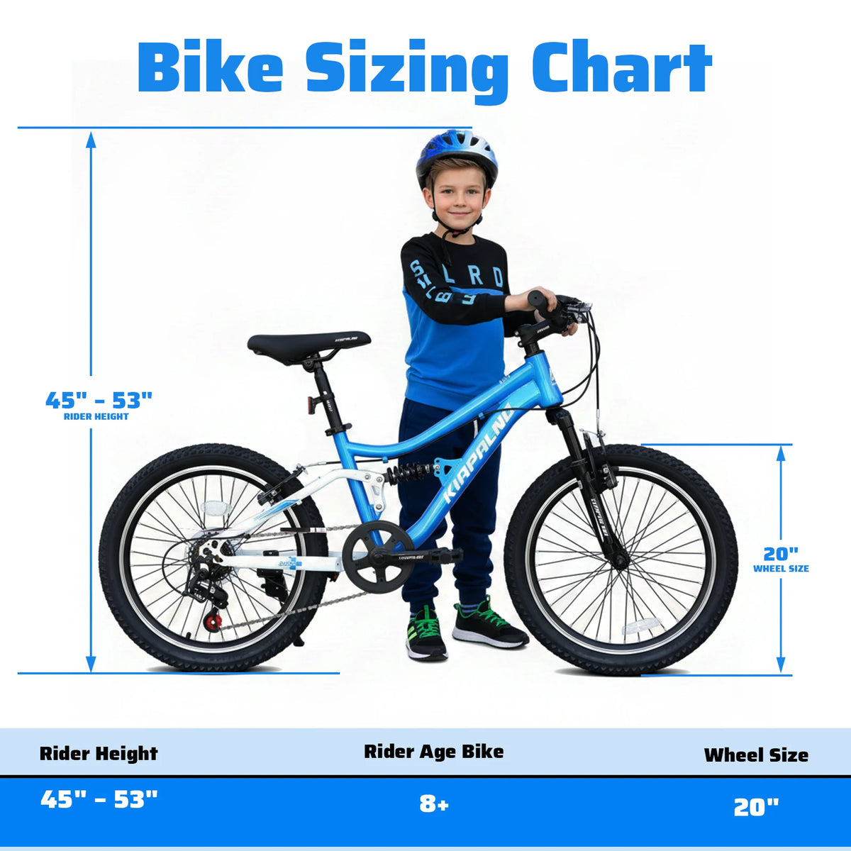 20 Inch Kids Mountain Bike Full Suspension, 7-Speed Mountain Bicycle with Dual V-Brakes and Carbon Steel Frame, MTB Bike for Boys Girls 7-15 Years Old