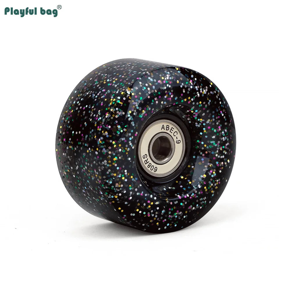 6 Lights Color Snowflake Flash Wheels Double Row Skates & Skateboards Universal Sequins Glow Wheels 62x33MM AMB315