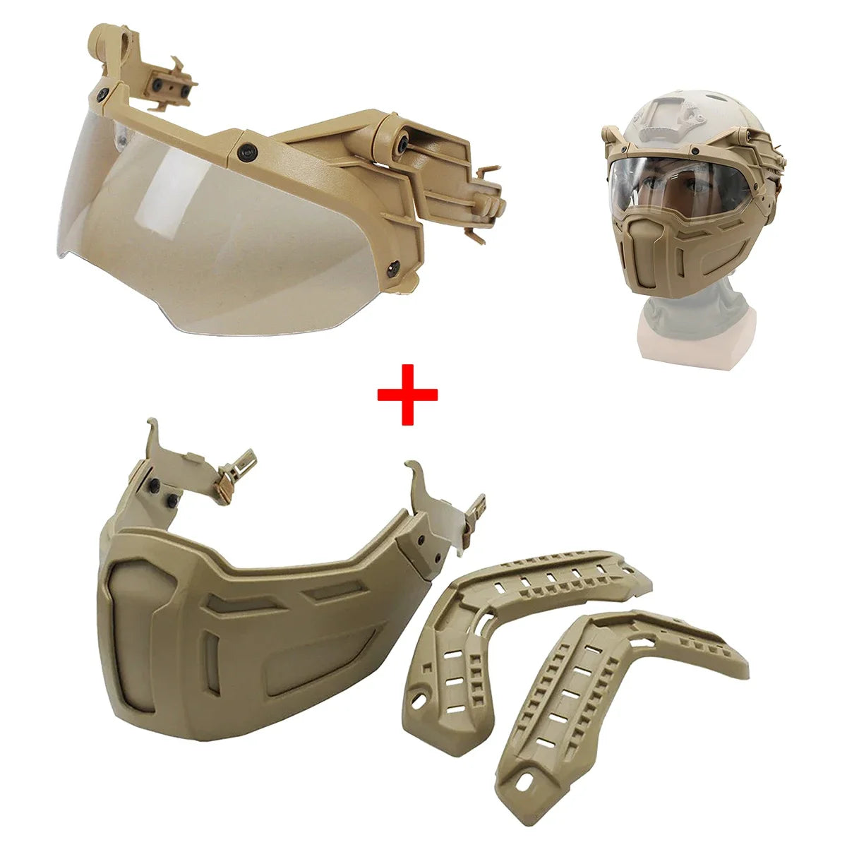 New Tactical FAST Helmet Half Face Mask With Flip Goggles Hunting CS Game Paintball Mask Helmet Accessories Gear