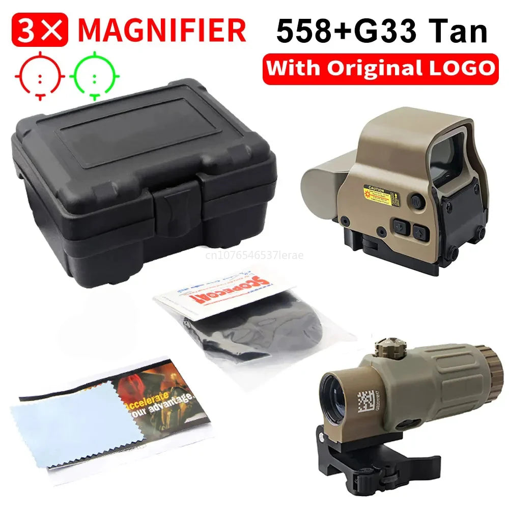 EOTECH 558 Holographic Rifle Scope Collimator Red Dot Sight G43/G33 3X G45 5X Magnifier Riflescope W/20mm Rail Mounts & QD Lever