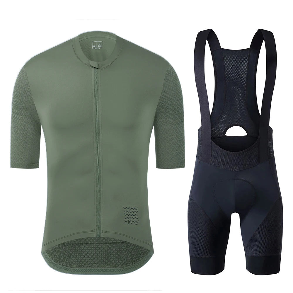 YKYWBIKE Cycling Jersey Set classic MTB Cycling Bib Shorts Kit Reflective Custom Bike Clothes Bicycle Clothing Maillot