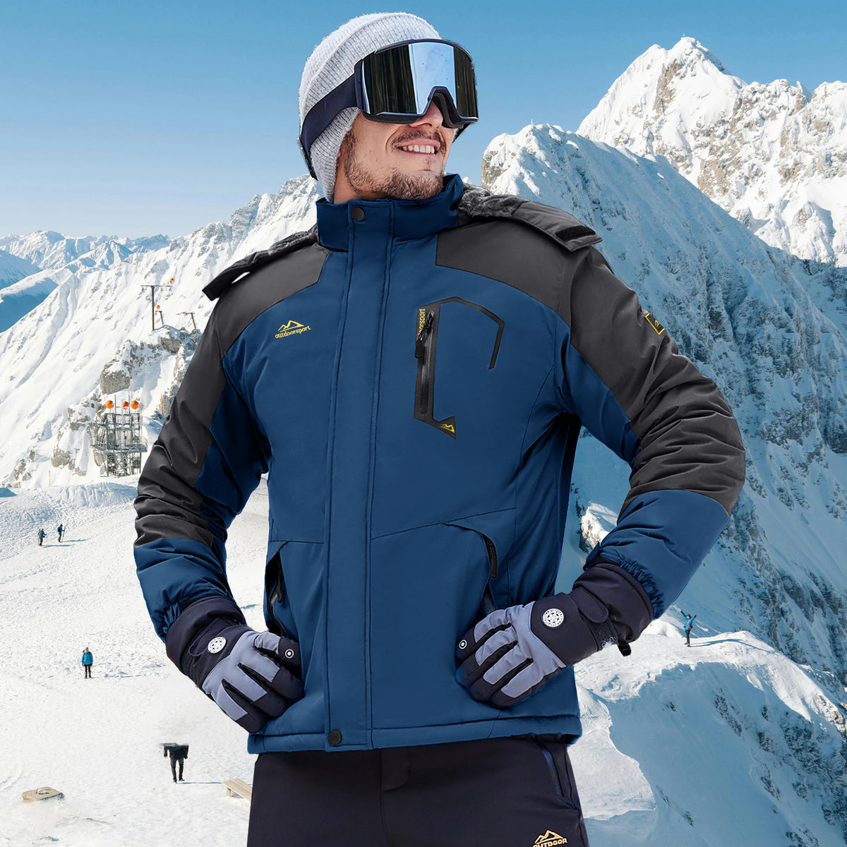 TACVASEN Men's Waterproof Fleece Lined Winter Jacket Windproof Multi-Pockets Warm Outdoor Coat Thermal Parka Raincoat with Hood