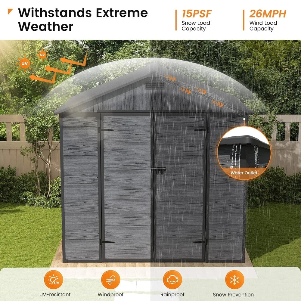 Resin Storage Shed 8x6 FT, Plastic Outdoor Storage Shed for Patio, Customized