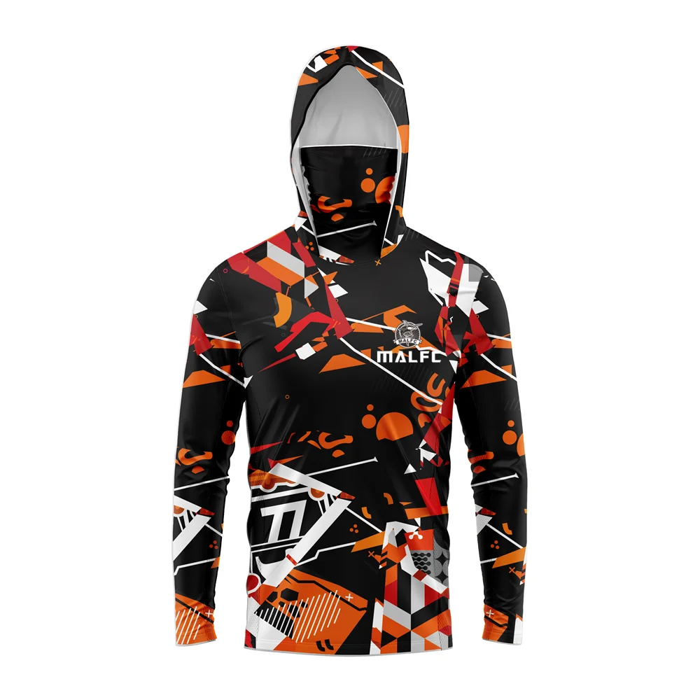 MALFC Men Hood Fishing Shirt long sleeve fishing t shirt uv protection Fishing Apparel