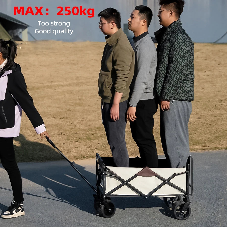 Extra Long Extender Folding Cart Outdoor Utility Wagon Cart Large Capacity Camping Picnic Trolley Beach Collapse Folding Cart