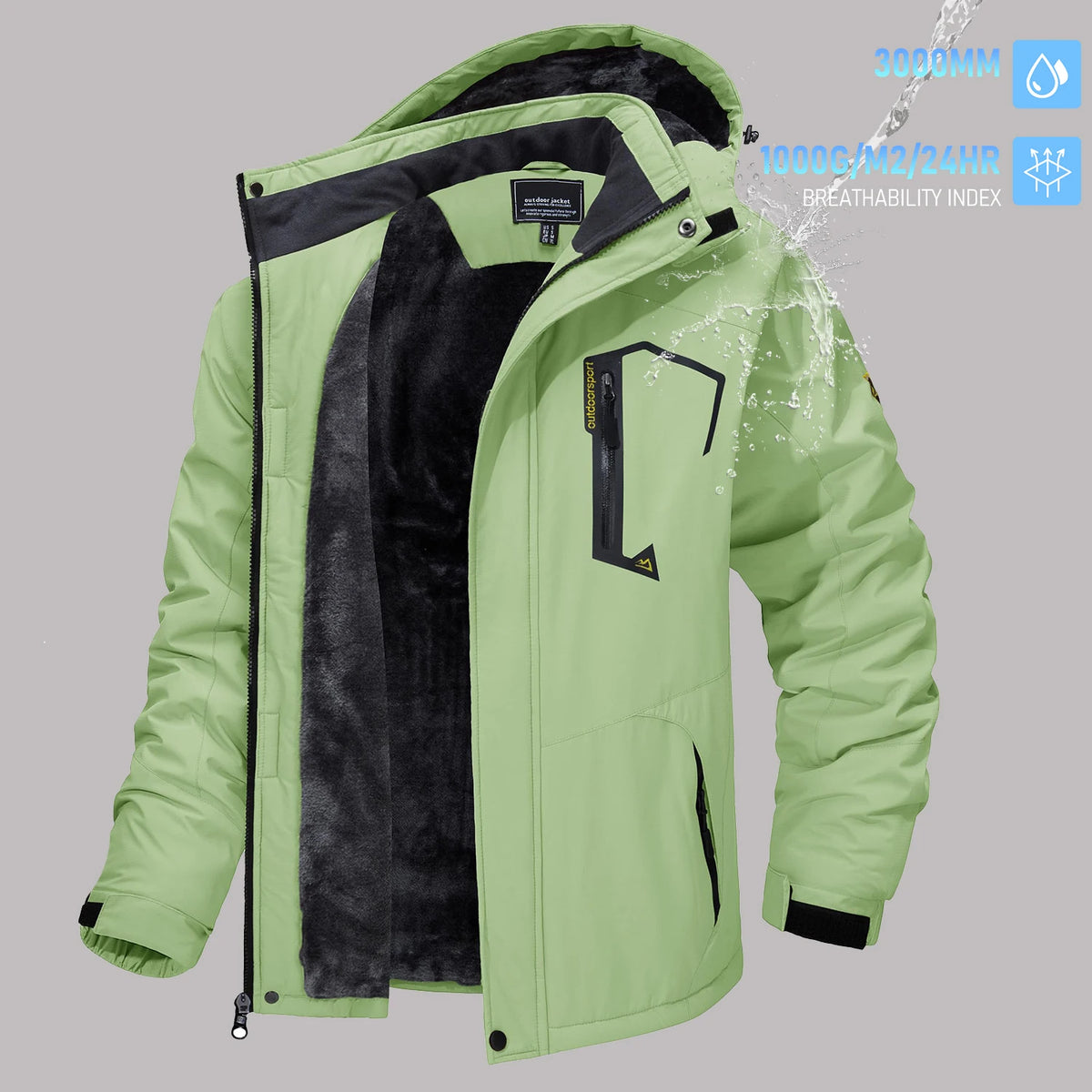 TACVASEN Men's Winter Ski Parka Jacket Waterproof Fleece Lined Insulated Thermal Snowboard Jacket Snow Coat with Detached Hood