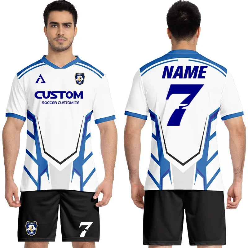 Personalized Sublimation Custom Plus Big Size Soccer Uniforms Football Jerseys Teams Stitched Mens Sets With Embroidered Logo