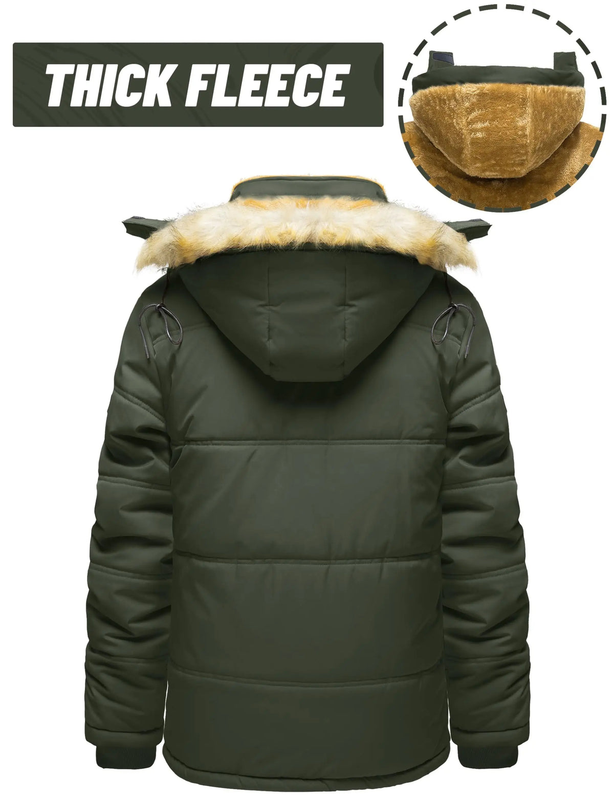 TACVASEN Mens Winter Jackets Waterproof Windproof Fleece Lined Thermal Parka Coats Detachable Hood Ski Jackets With 6 pockets