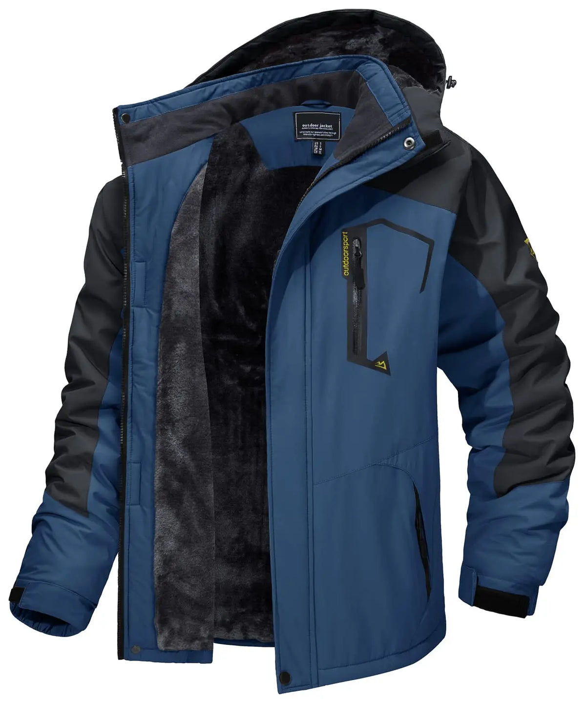 TACVASEN Mens Winter Parka Jackets Waterproof Fleece Lined Warm Ski Coats Outdoor Fishing Padded Jackets With Multiple Pockets