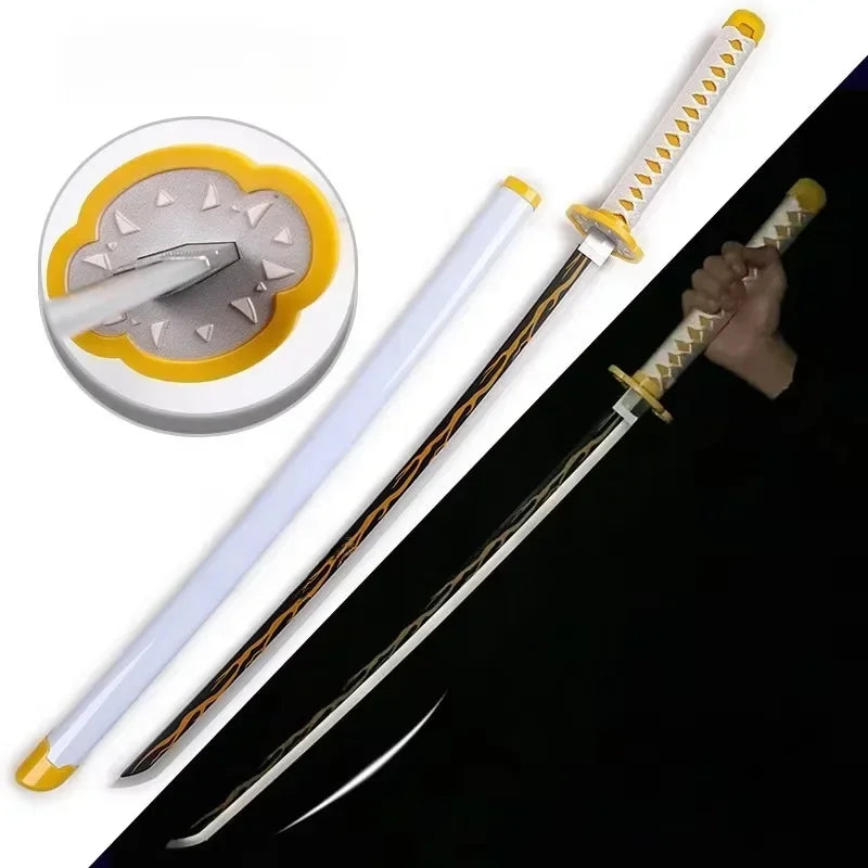 Demon Slayer Glow Katana Set LED Sword Sabre Blade Ninja Knife Safe Unsharpened Decorative Cosplay Display Photo Prop