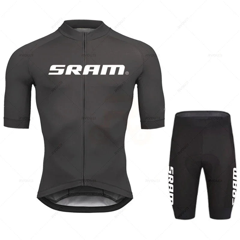 2024 Sram Pro Cycling Jersey Sets Men Bib Shorts Bicycle Short Sleeve Bicicleta Clothing Bike Maillot Ciclismo Hombre Black Sets