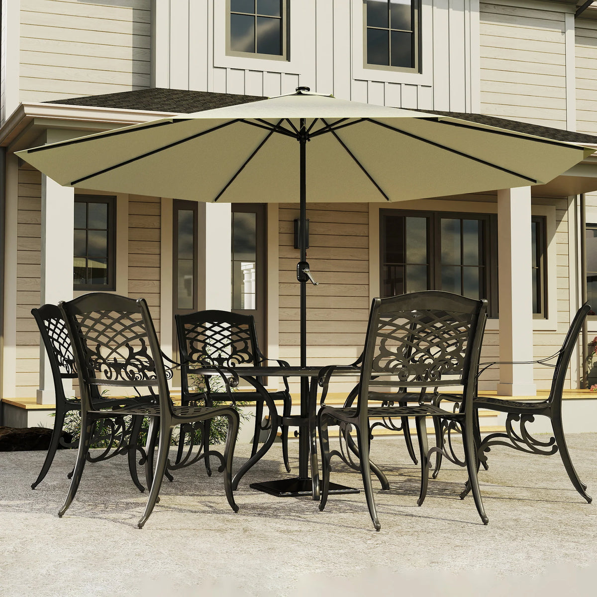 Ø350cm Polyester Parasol, Crank Umbrella Patio Umbrella, Balcony Umbrella UV 50+ Protection, Outdoor Sun Protection for Balcony, Patio & Garden