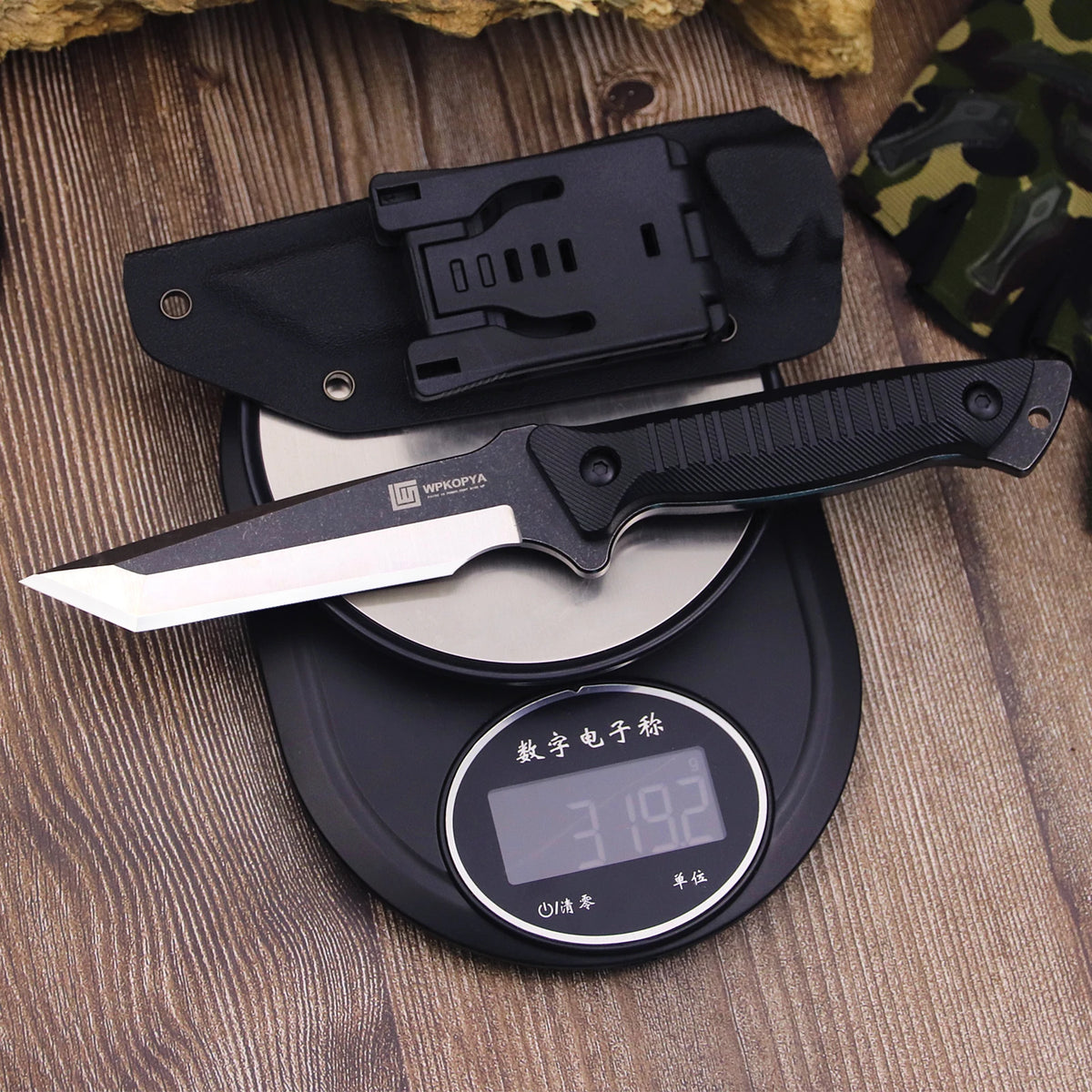 WPKOPYA (USA) 440c full Tang knife, hunting straight knife +K sheath, outdoor tool knife, camping survival knife