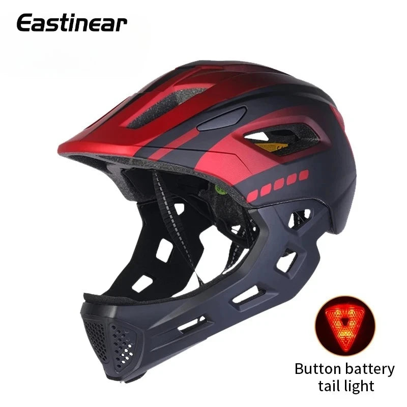 Eastinear Children's Bicycle Helmet LED Lightweight Adjustable Skateboard Roller Skating Full Face Detachable Riding Helmet
