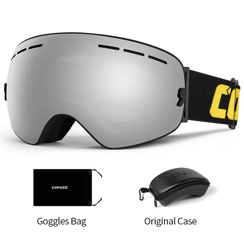 COPOZZ Brand Professional Ski Goggles Double Layers Lens Anti-fog UV400 Big Ski Glasses Skiing Snowboard Men Women Snow Goggles
