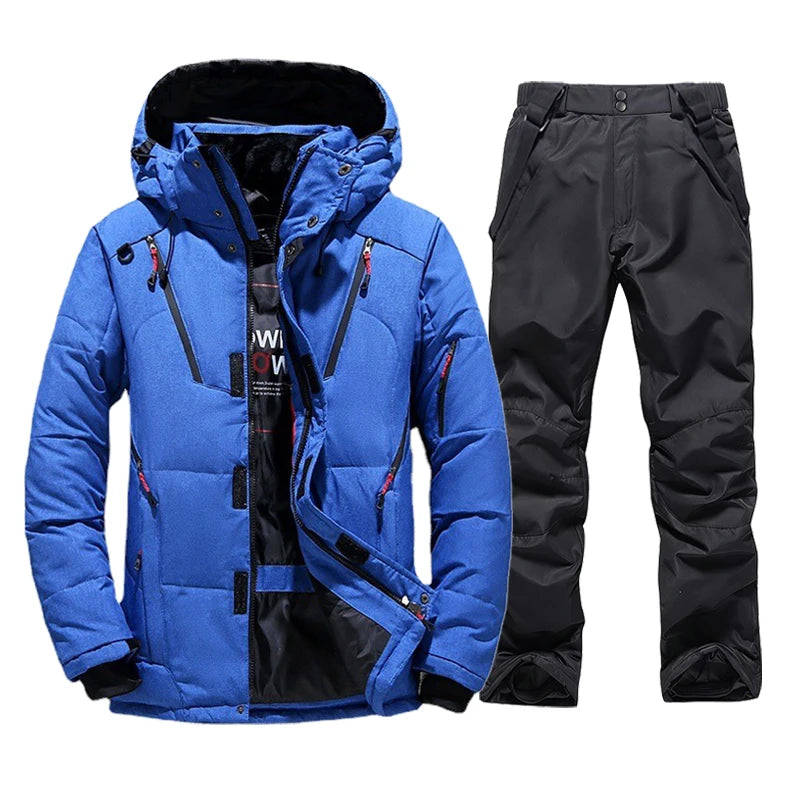 New Thermal Winter Skiing Down Jacket Ski Suit Men Snowboard Bibs Pants Warm Set Male Snowmobile Clothing For Wear Overalls
