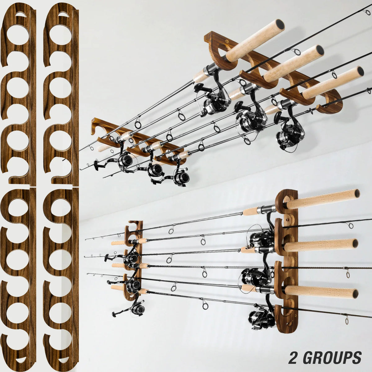 Ghosthorn Holds Up to 12 Rods Fishing Pole Rod Racks Wall or Ceiling Mounted Fishing Pole Rod Holders for Garage Storage