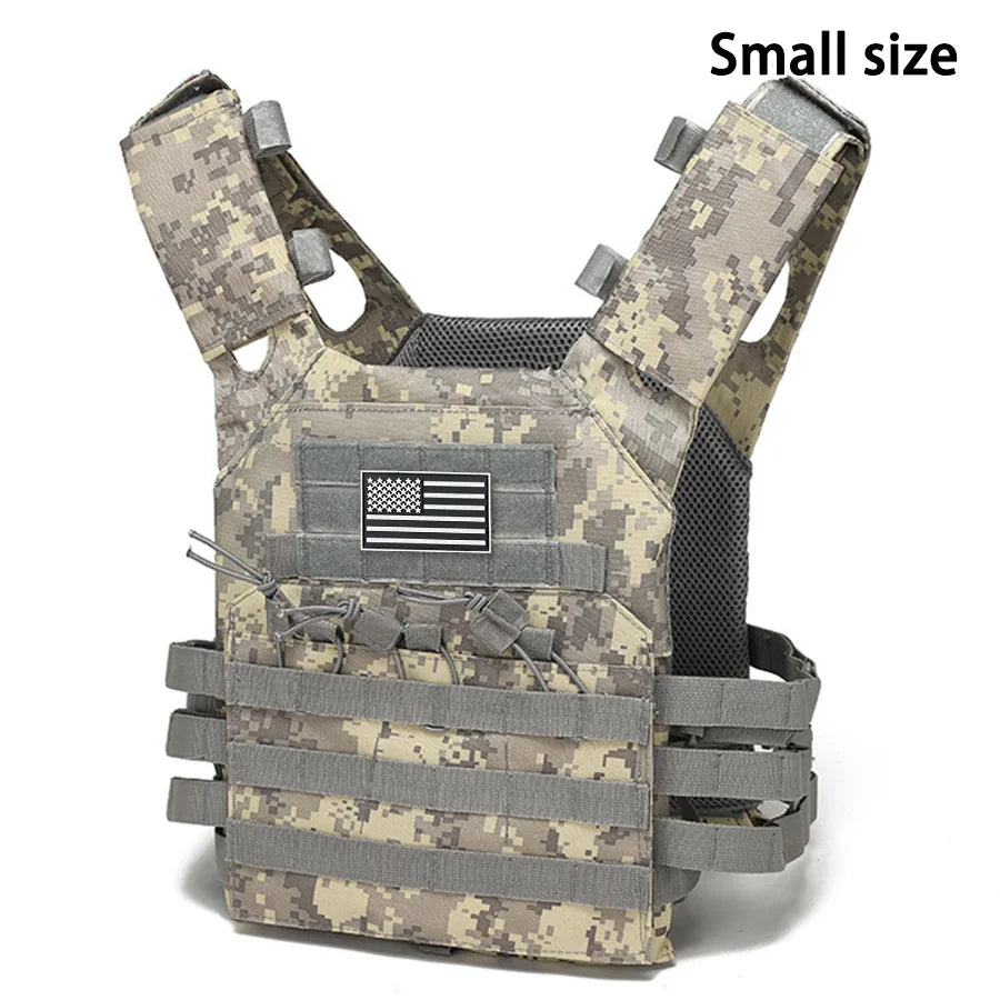 MOLLE outdoor training vest (including US flag emblem) with convenient expansion, lightweight and multifunctional JPC vest