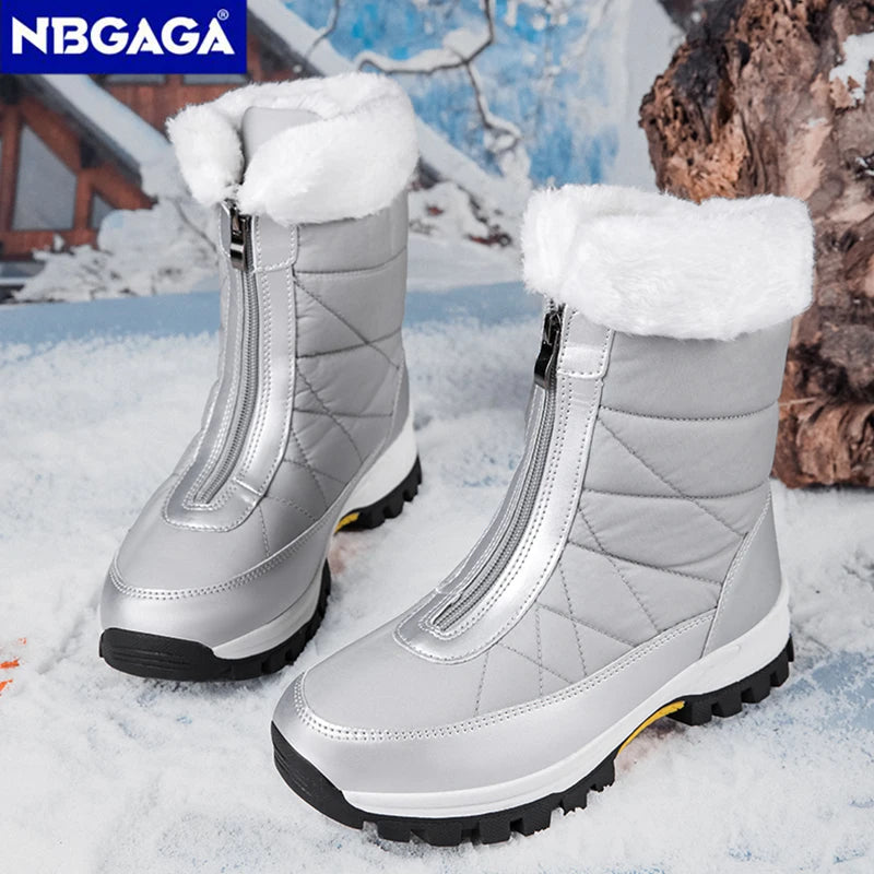 Women's Winter Snow Boots Non-Slip Warm High-Top Cotton Boots Wear-Resistant Comfortable Outdoor Fleece-Lined Walking Boots