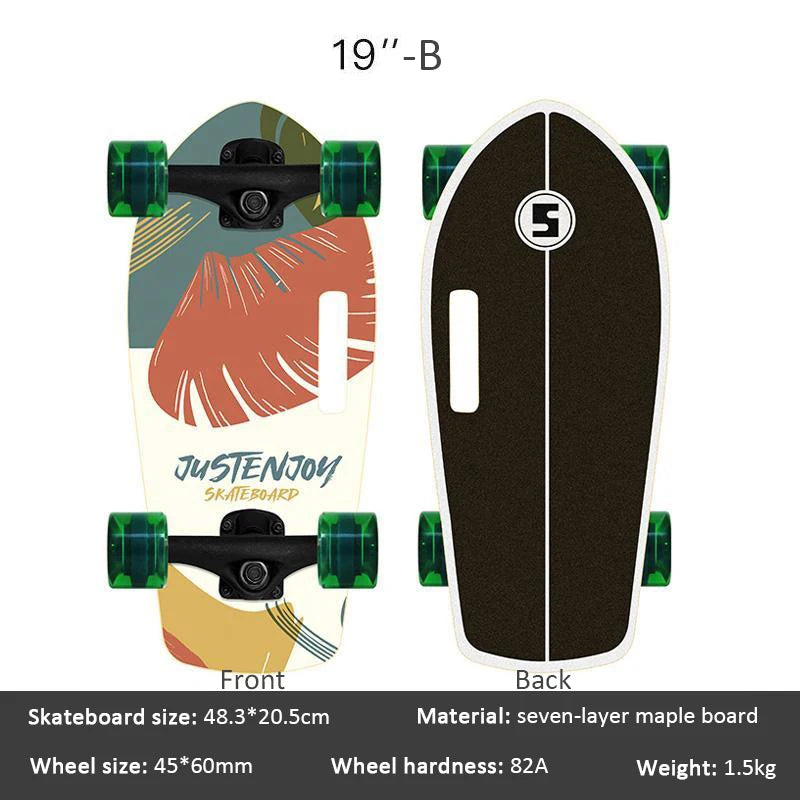 Portable Mini Skateboard 19 Inch Complete Skateboard Maple High Speed Drift Cruiser Skate Board for Kids Adults Beginner Pet Dog