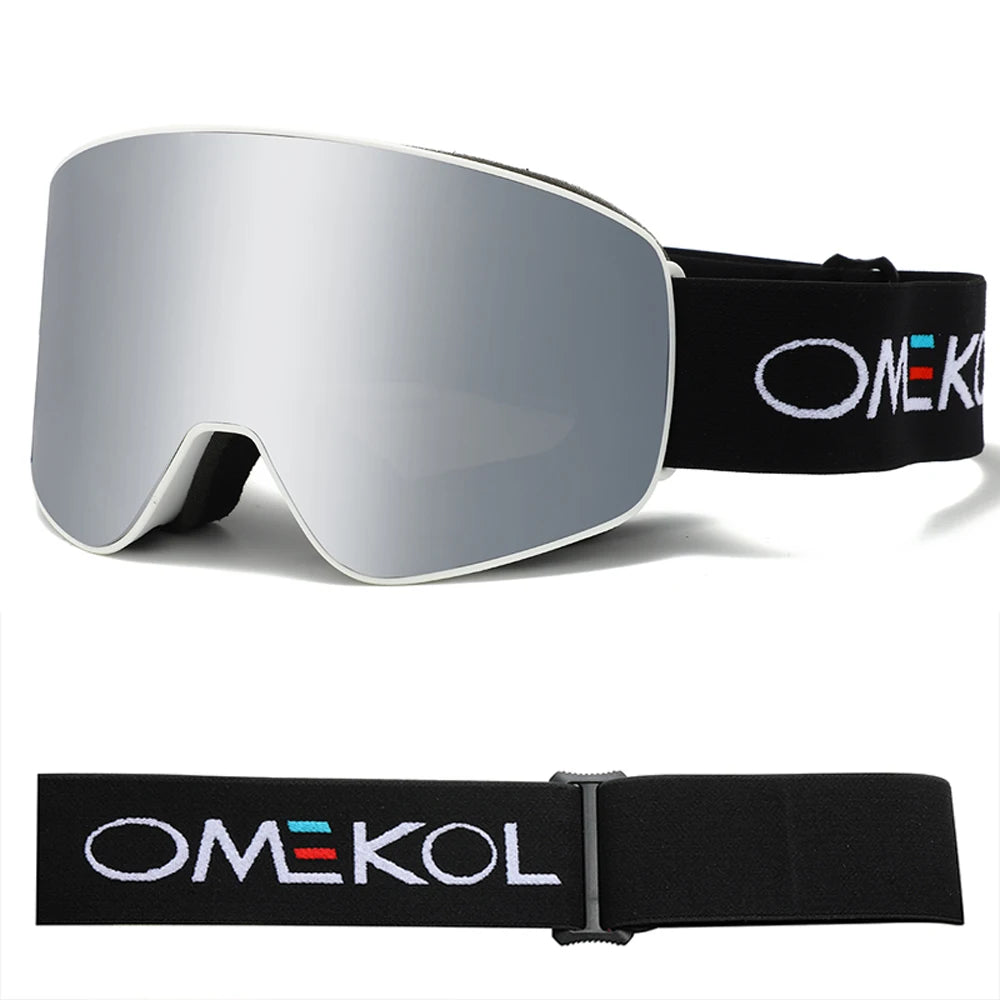 OMEKOL BRAND Double Layers Anti-fog Ski Goggles Men Women Outdoor Sport Hiking Mask Snow Snowboard Glasses Snowmobile Eyewear