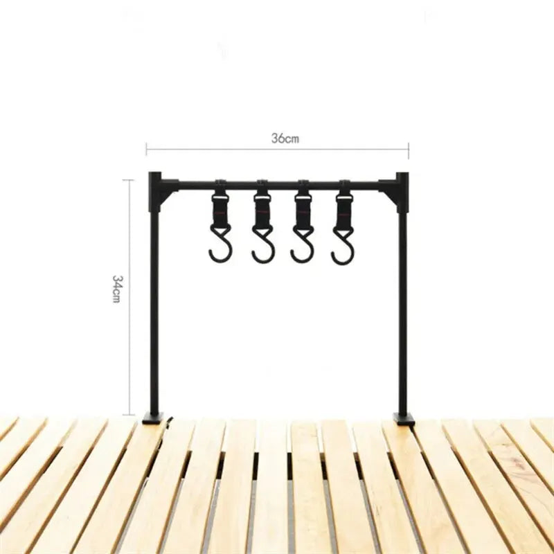 WESTTUNE Outdoor Desktop Storage Rack Camping Tableware Hanging Rack Ultralight Aluminum Alloy Shelves Stand Rack with Hooks