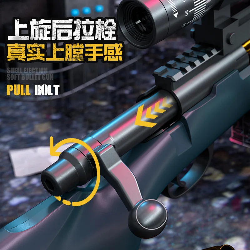 AWM Throwing Soft Bullet Gun Simulation Large M24 Manual Soft Bullet Toy Gun 98k Sniper Rifle Outdoor Toy Gun