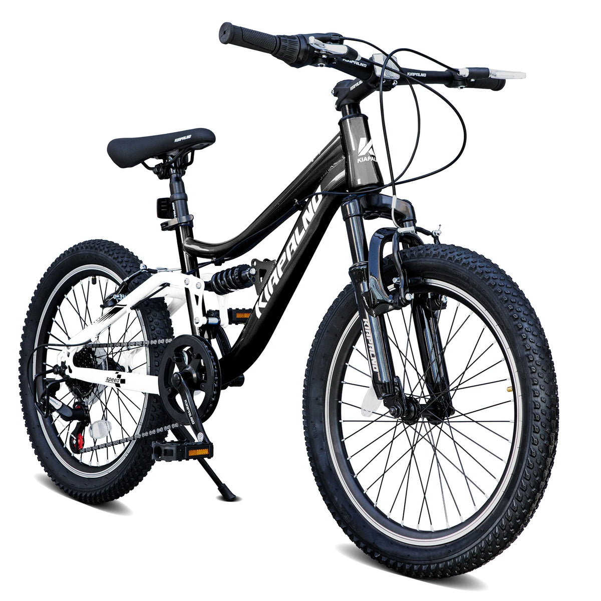 20 Inch Kids Mountain Bike Full Suspension, 7-Speed Mountain Bicycle with Dual V-Brakes and Carbon Steel Frame, MTB Bike for Boys Girls 7-15 Years Old