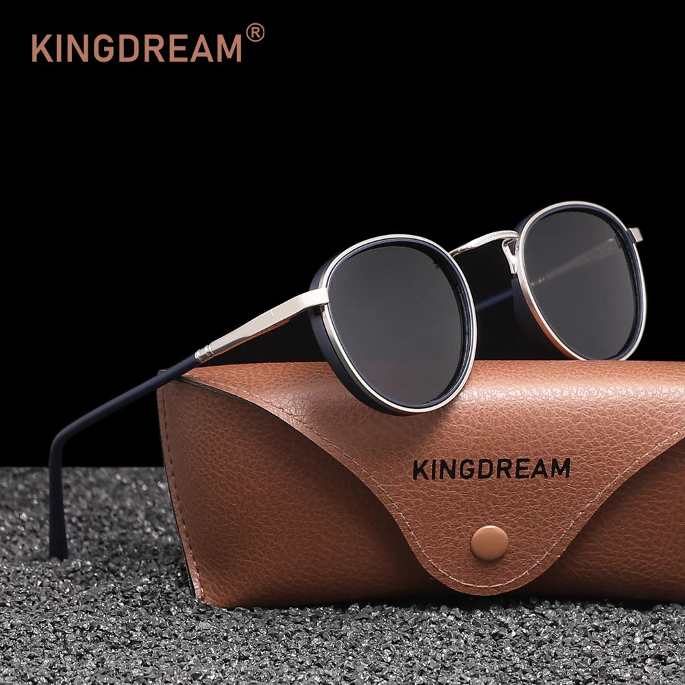 KINGDREAM Polarized Sunglasses Round Frame Men Women Design Retro UV400 Glasses Anti-glare Causal Driving Eyewear