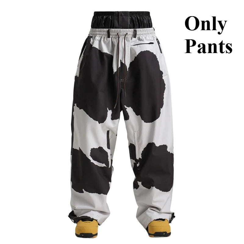 GSOU SNOW Super Baggy Snowboard Pants Winter Thermal Breathable Clothes Multi-pockets Men Loose Trousers Skiing Sports Britches