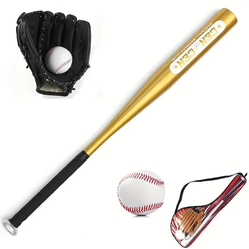 Baseball Balls Set 63cm Aluminum Alloy Baseball Bat PVC Glove Baseball Kit for Beginners Batting Practice Softballs Training