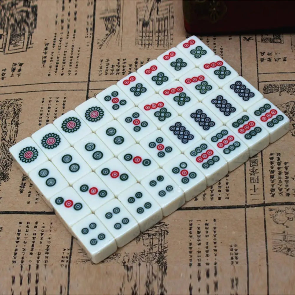 Chinese Numbered Mahjong Set 144 Tiles Mah-Jong Set Portable Chinese Toy with Box Fiber board Mahjong Board Game for fun Camping