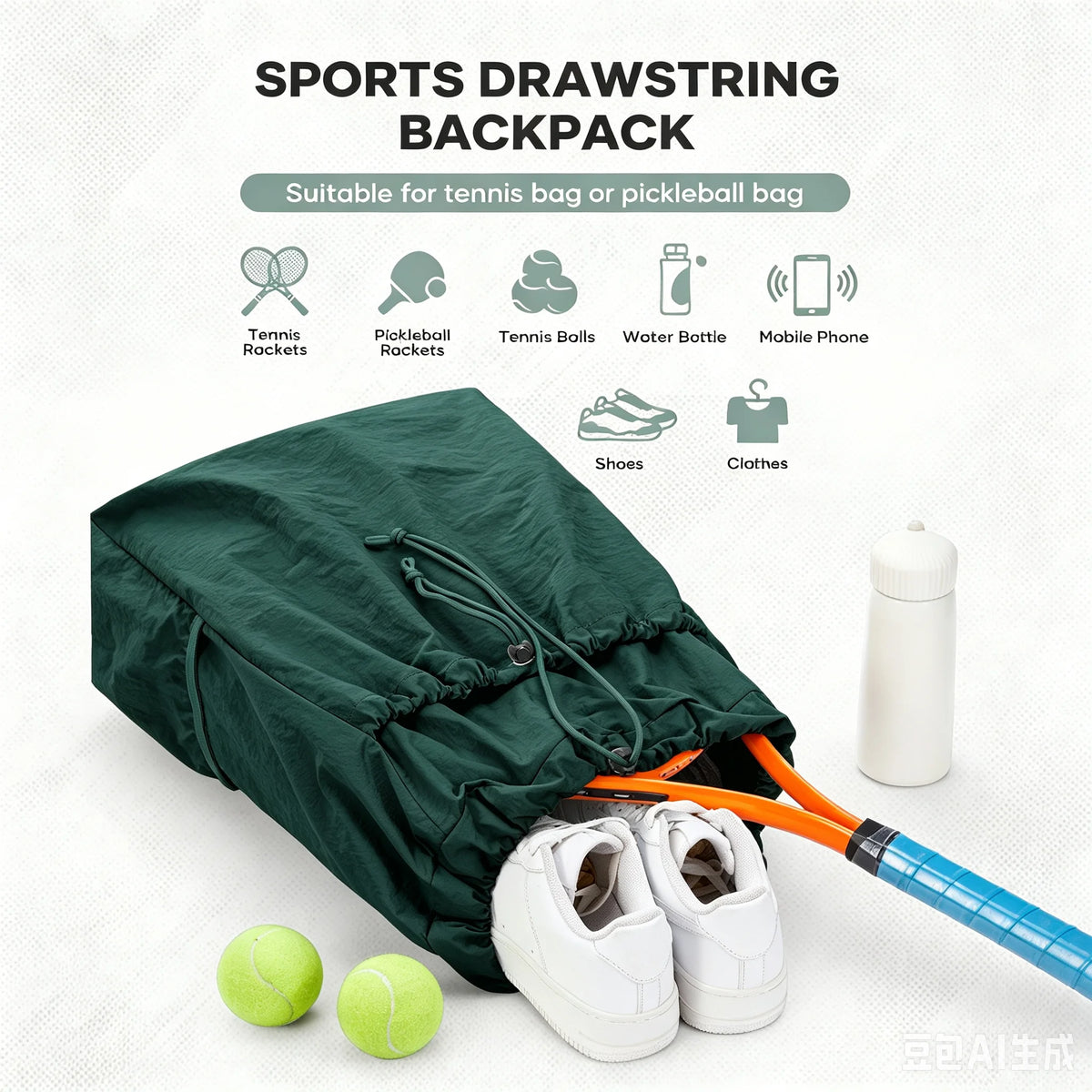 Tennis Bag Can Hold 2 Racket, Tennis Backpack for Women Men Sports Training Gym Backpack for Tennis Pickleball Badminton Squash