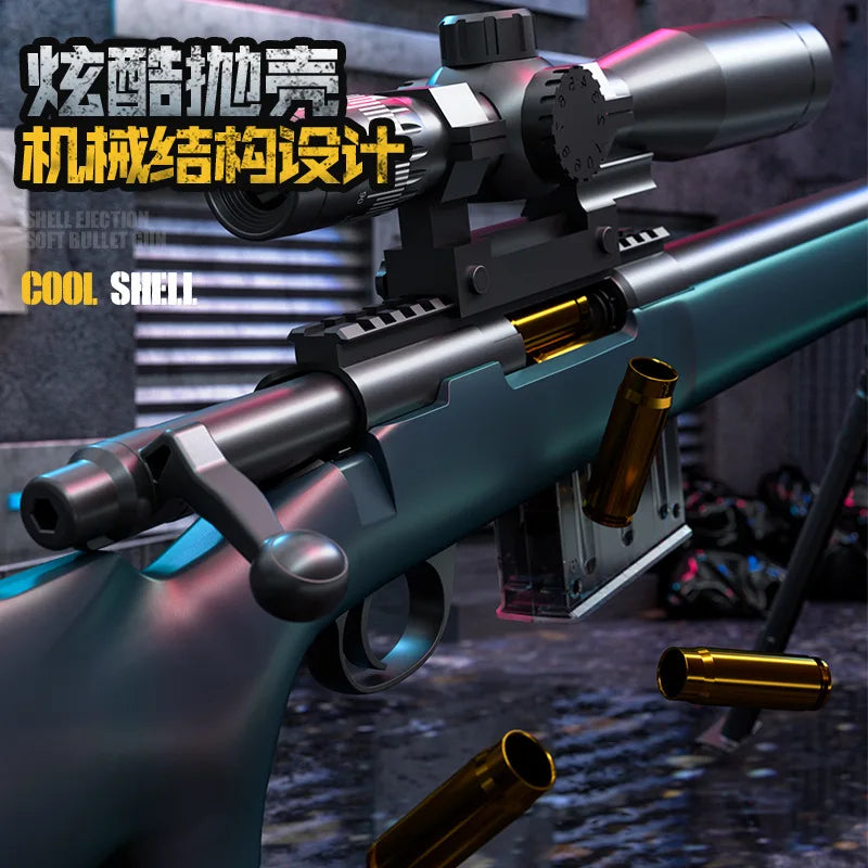 AWM Throwing Soft Bullet Gun Simulation Large M24 Manual Soft Bullet Toy Gun 98k Sniper Rifle Outdoor Toy Gun