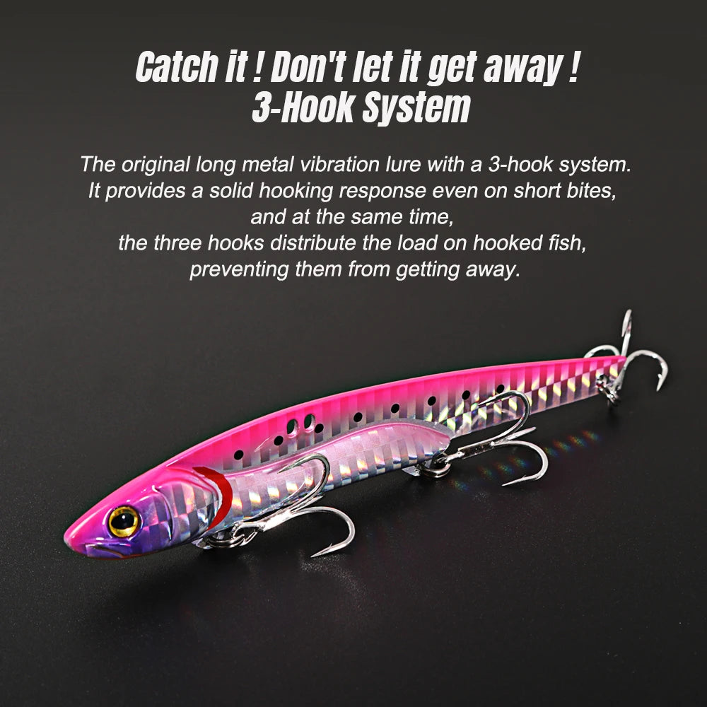 JIGGING PRO  Metal VIB Fishing Lure 107mm 36g Long Cast Three Hooks Spinner Spoon Sea Fishing Hard Baits For Bass Metal Jigging