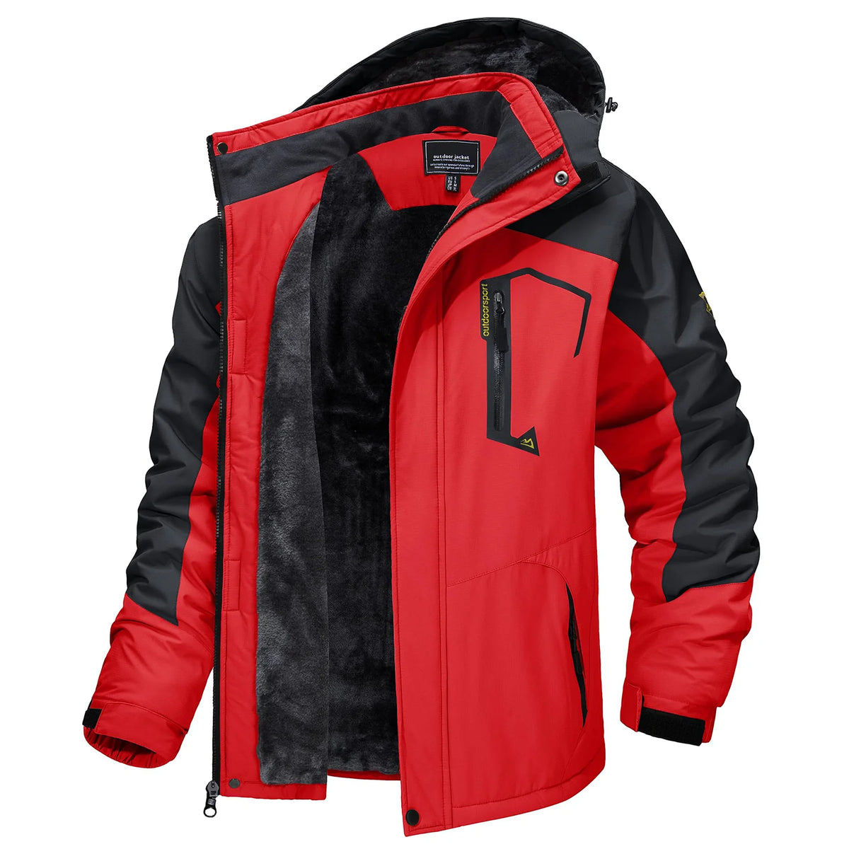 TACVASEN Mens Winter Parka Jackets Waterproof Fleece Lined Warm Ski Coats Outdoor Fishing Padded Jackets With Multiple Pockets