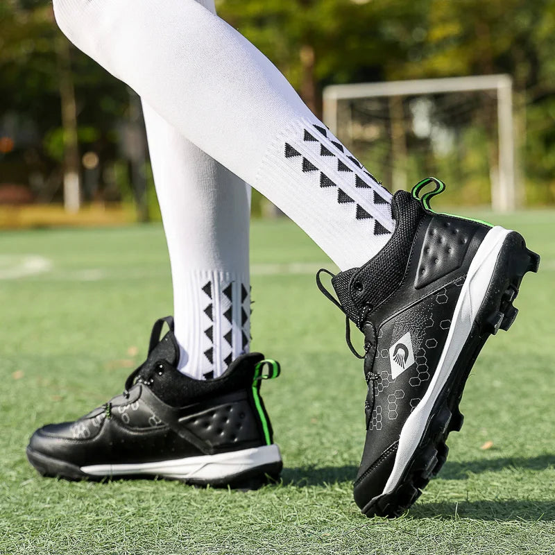 Youth Mid-Top Baseball Softball Cleats - Non-Slip Spiked Athletic Shoes for Teen Training & Competition