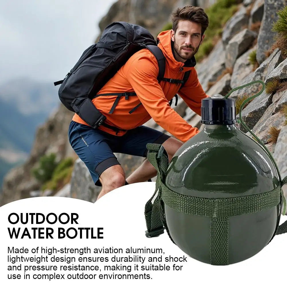 1PC Outdoor Military Canteen Bottle Large Capacity Survival Water Bottle Canteen Kettle For Outdoor Camping Travel Hiking Fish