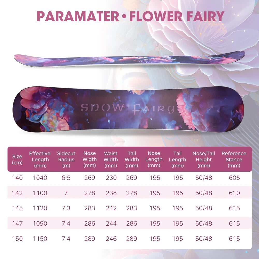 Hasiky Flower Fairy 140 142 145 147cm Adult's All Mountain Snowboards With Winter Snowboard Women's & Men's Entry-level Adult