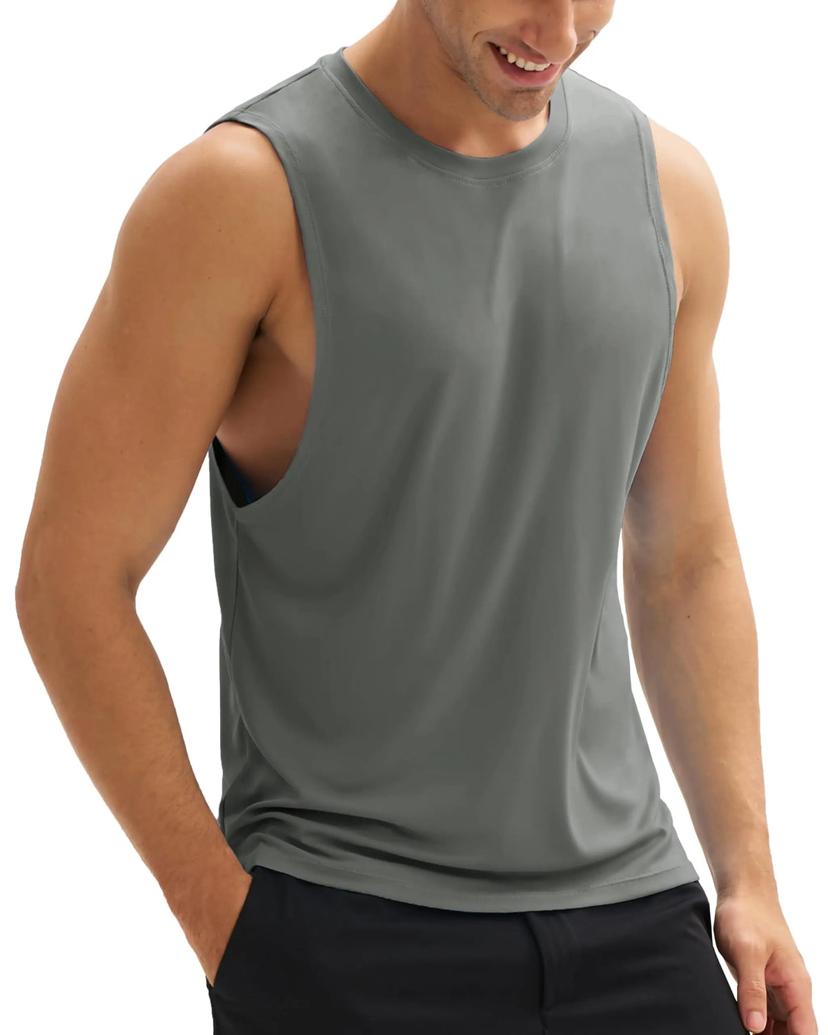 TACVASEN Summer Workout Tank Tops Mens Quick Dry Lightweight Sleeveless Shirts Gym Bodybuilding Muscle Tee Shirt Running Tee