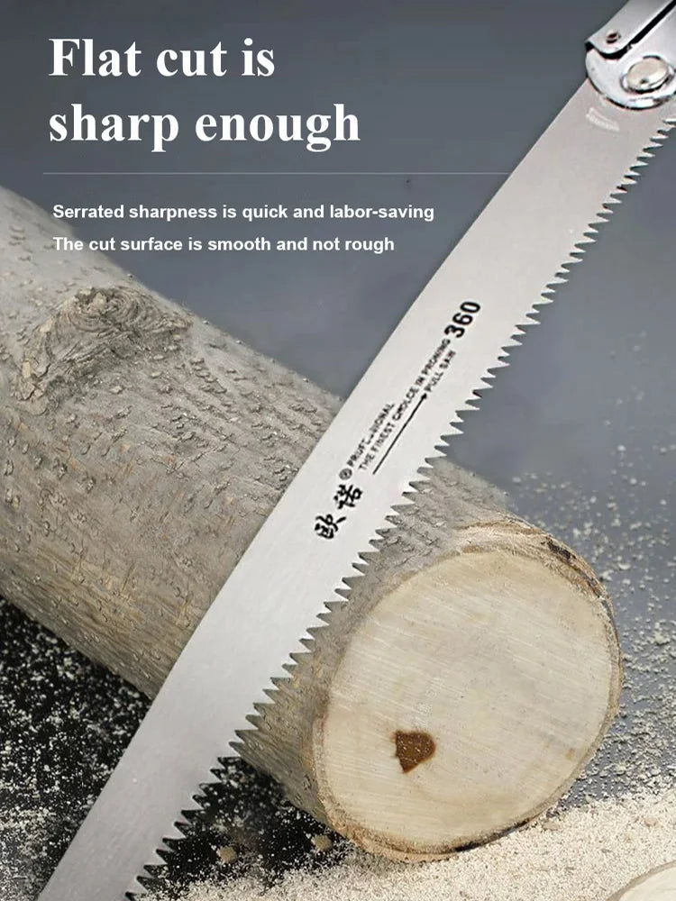 folding logging saw 16inch manganese steel For Wood Branches Cutting Tree Trimming Bamboo Pruning Bone 3 sided tooth safety lock