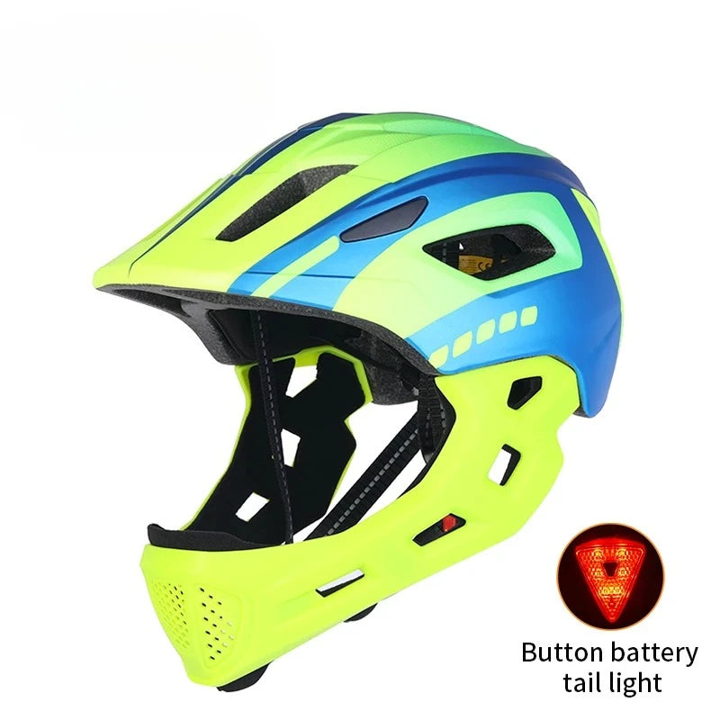Eastinear Children's Bicycle Helmet LED Lightweight Adjustable Skateboard Roller Skating Full Face Detachable Riding Helmet