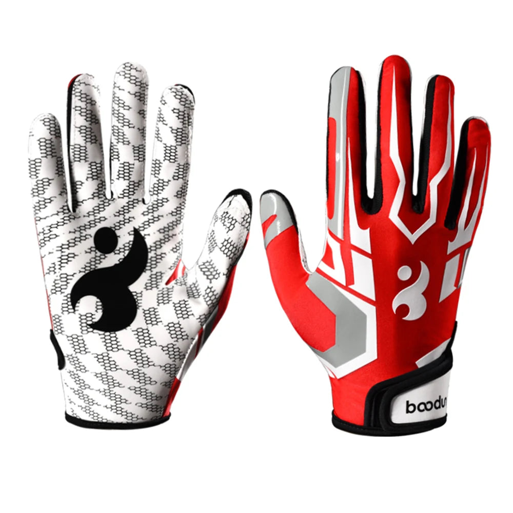 Football Gloves with Padding: Receiving Gloves with Adhesive Padding for Indoor Football, Rugby, and Baseball Hitting Glove 1071