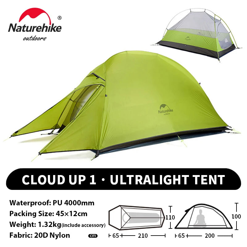 Naturehike Cloud Up 1 2 3 Person Camping Tent Ultralight Waterproof Trekking Tents Hiking Backpacking Shelter Tent Travel Tent